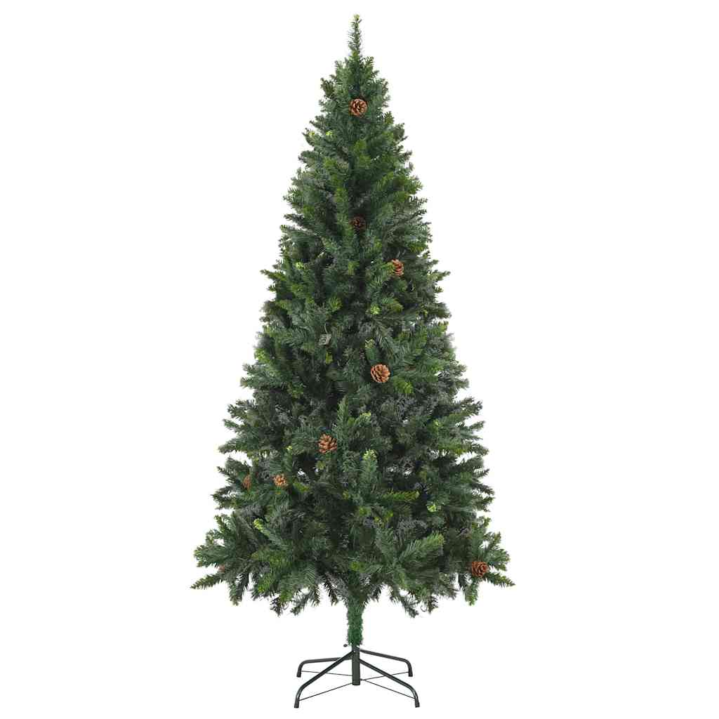 Forhåndsbelyst kunstig juletre med kulesett og kongler 180 cm