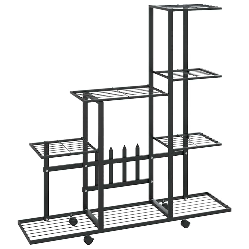 Blomsterstativ med hjul 94,5x25x92,5 cm svart metall