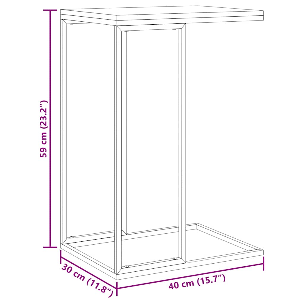 Sidebord svart 40x30x59 cm konstruert tre