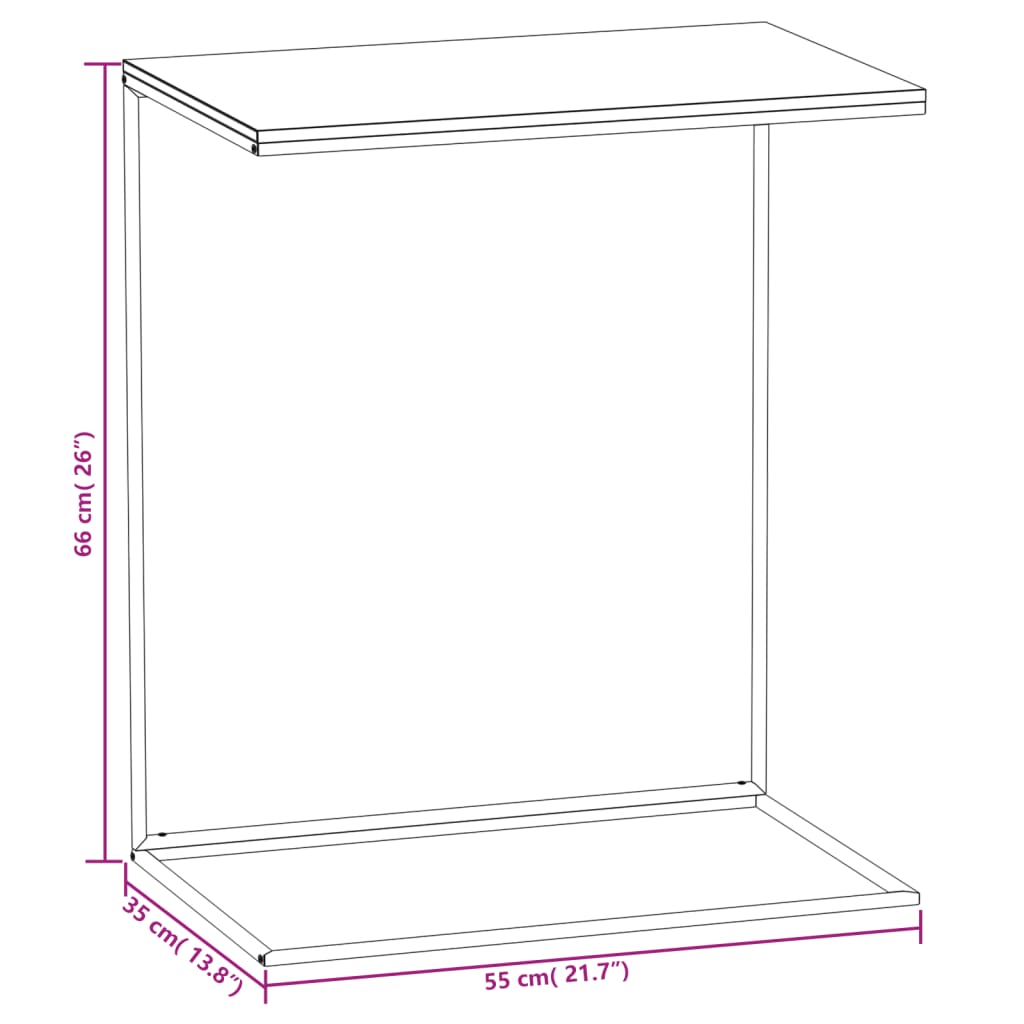Sidebord svart 55x35x66 cm konstruert tre
