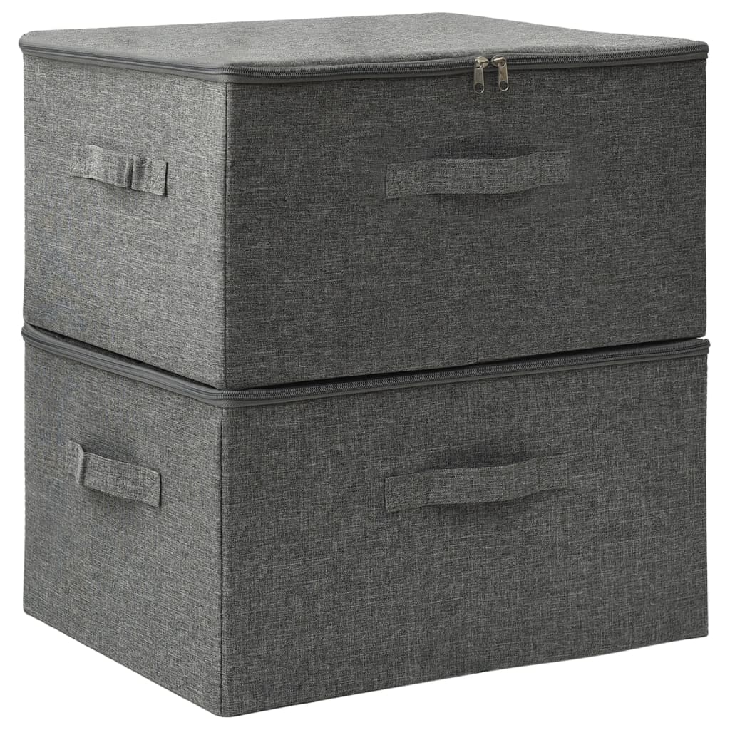 Oppbevaringsbokser 2 stk stoff 43x34x23 cm antrasitt