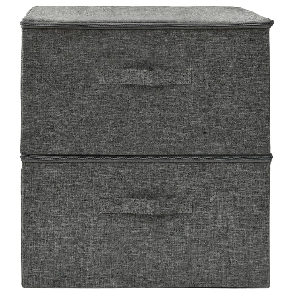 Oppbevaringsbokser 2 stk stoff 43x34x23 cm antrasitt
