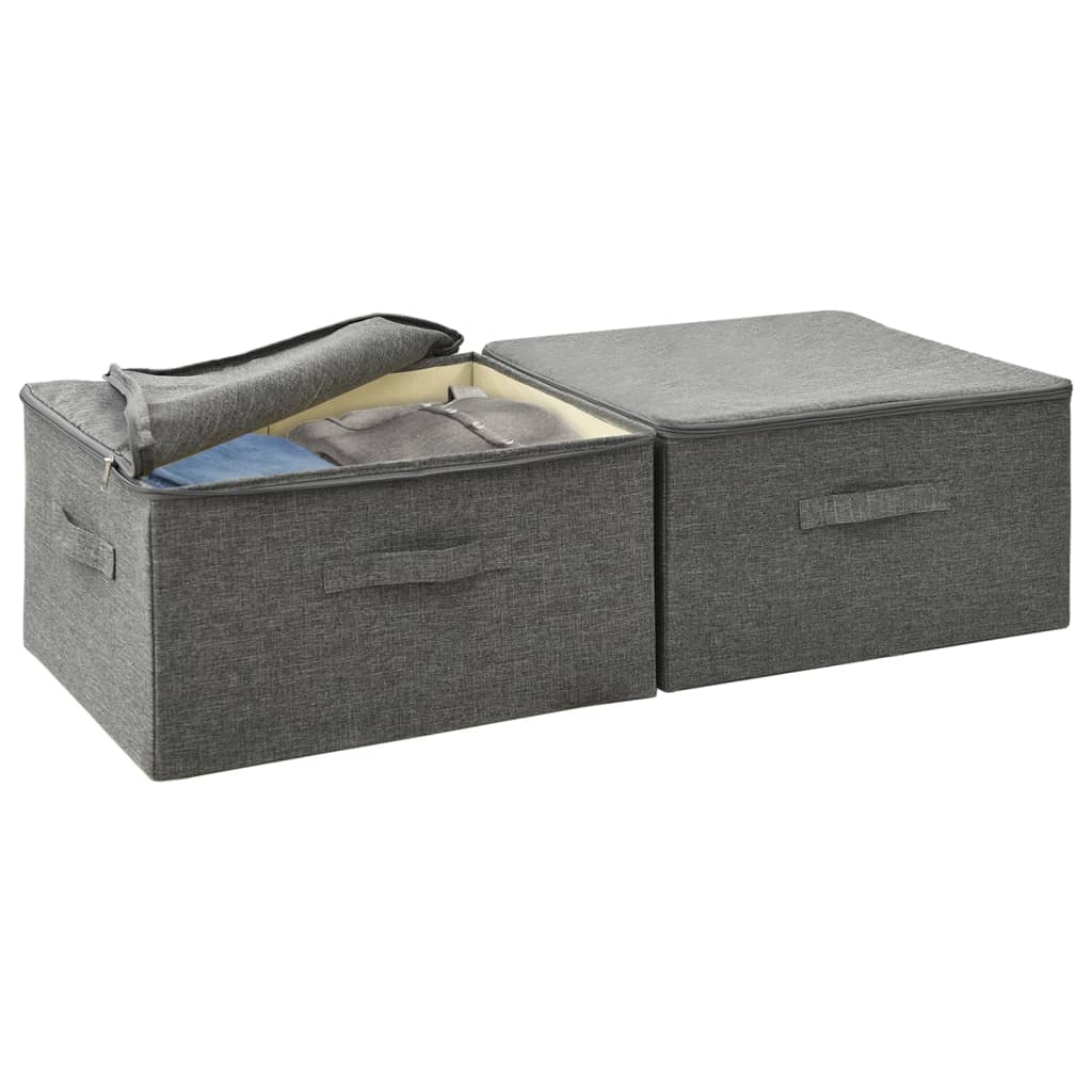 Oppbevaringsbokser 2 stk stoff 43x34x23 cm antrasitt