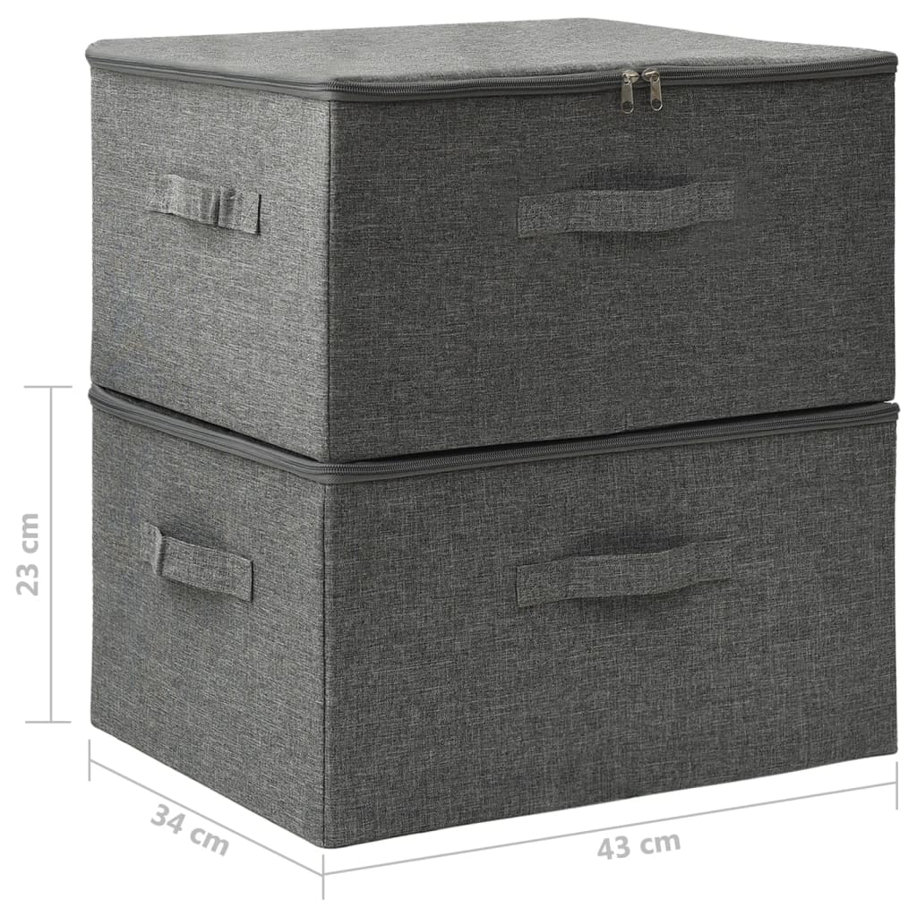Oppbevaringsbokser 2 stk stoff 43x34x23 cm antrasitt