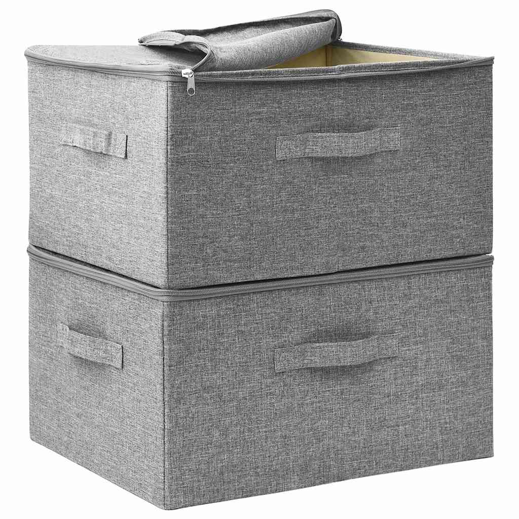 Oppbevaringsbokser 2 stk stoff 43x34x23 cm grå