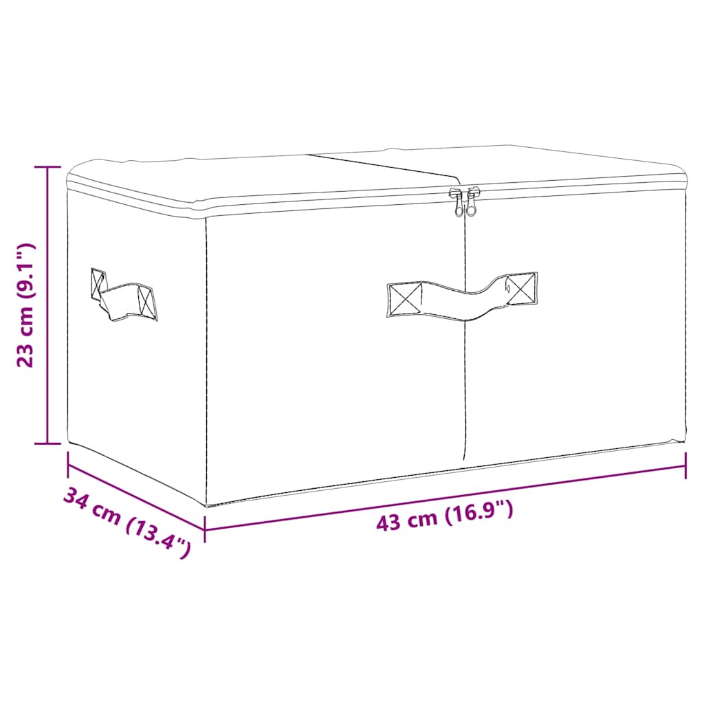 Oppbevaringsbokser 2 stk stoff 43x34x23 cm kremhvit