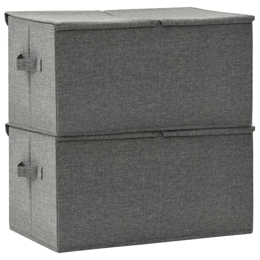 Oppbevaringsbokser 2 stk stoff 50x30x25 cm antrasitt