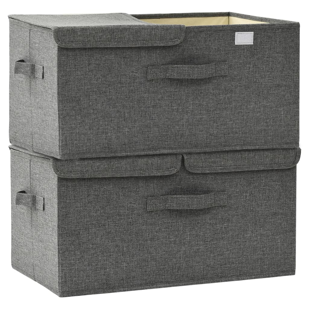 Oppbevaringsbokser 2 stk stoff 50x30x25 cm antrasitt