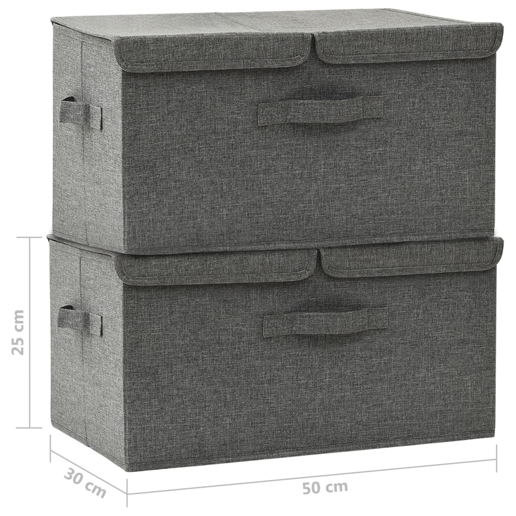 Oppbevaringsbokser 2 stk stoff 50x30x25 cm antrasitt