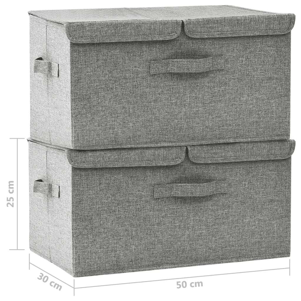 Oppbevaringsbokser 2 stk stoff 50x30x25 cm grå