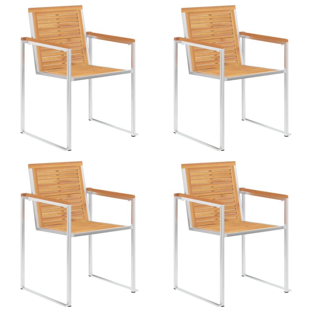 Hagestoler 4 stk heltre teak og rustfritt stål