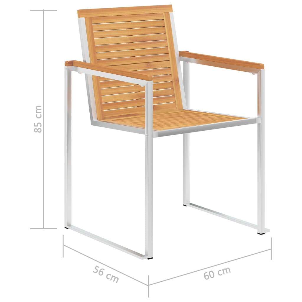 Hagestoler 4 stk heltre teak og rustfritt stål