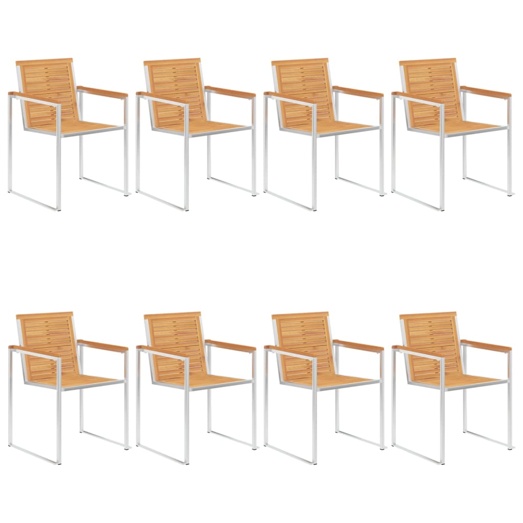 Hagestoler 8 stk heltre teak og rustfritt stål