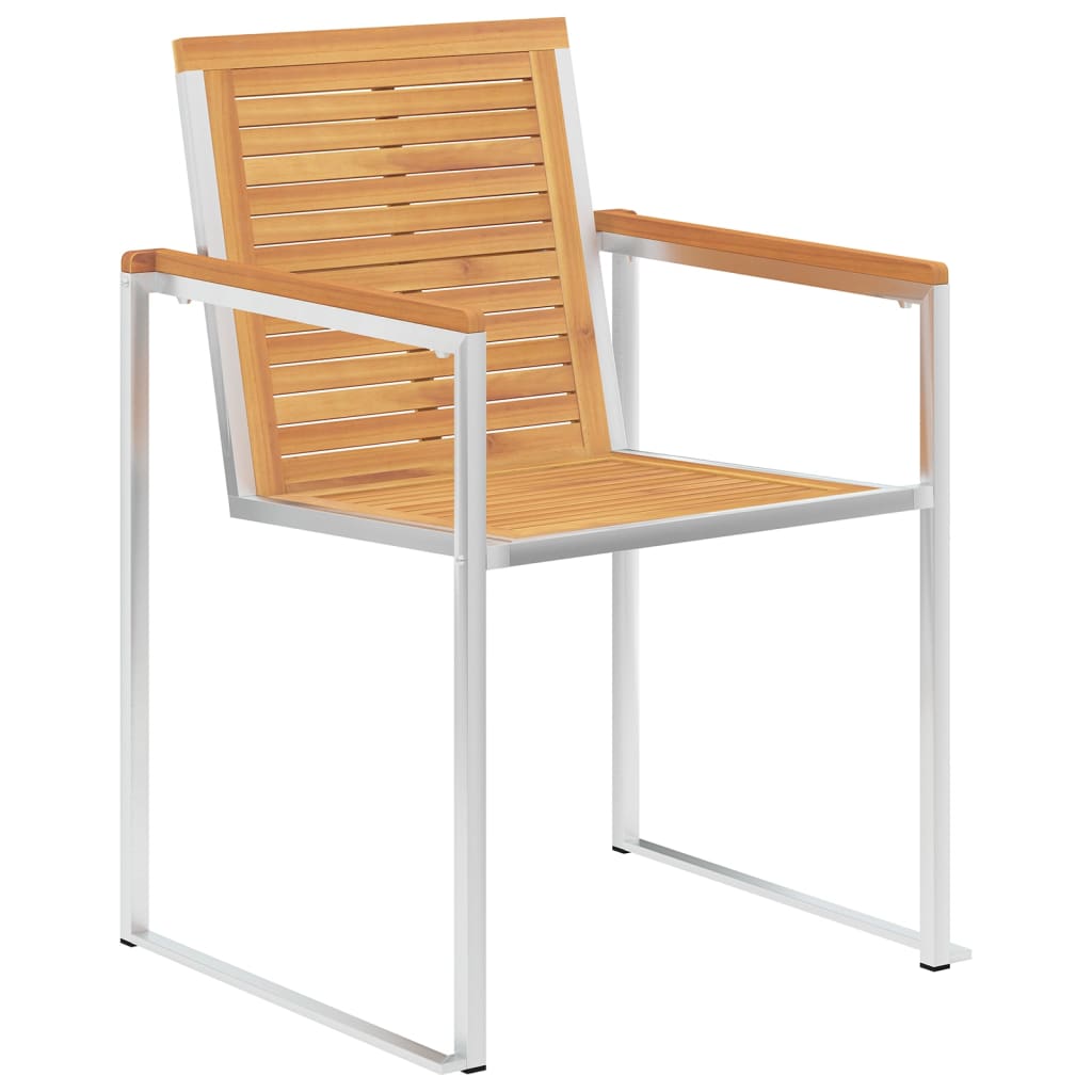 Hagestoler 8 stk heltre teak og rustfritt stål