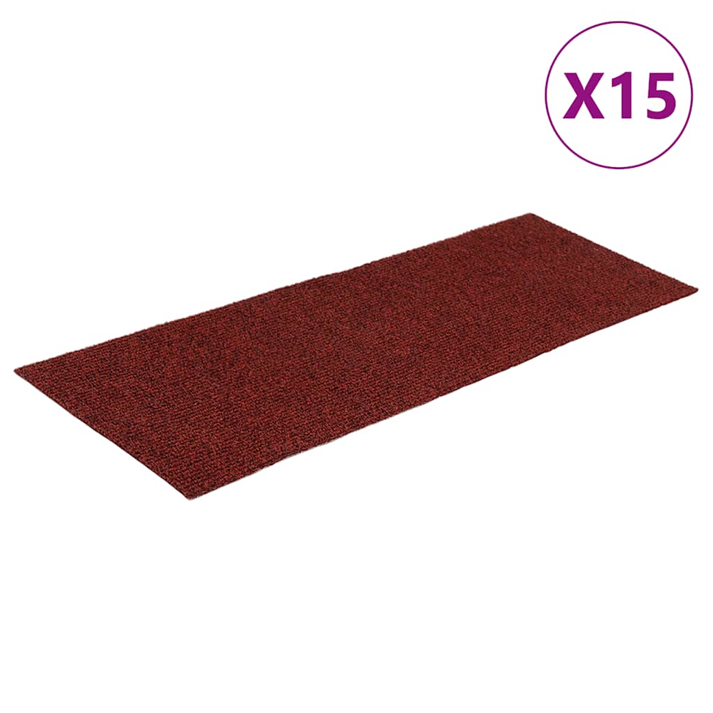 Trappematter selvklebende 15 stk 60x25 cm bordeauxrød rektangulær