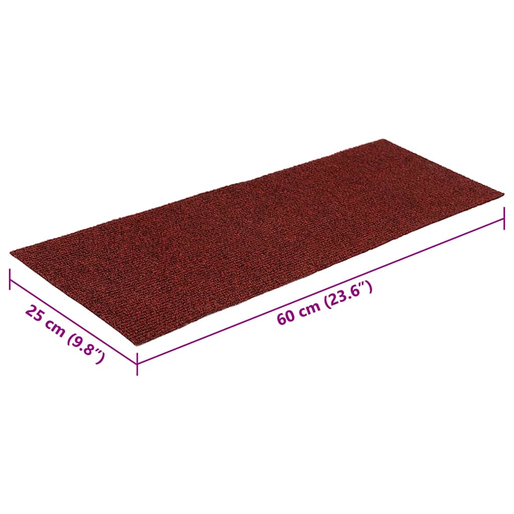 Trappematter selvklebende 15 stk 60x25 cm bordeauxrød rektangulær