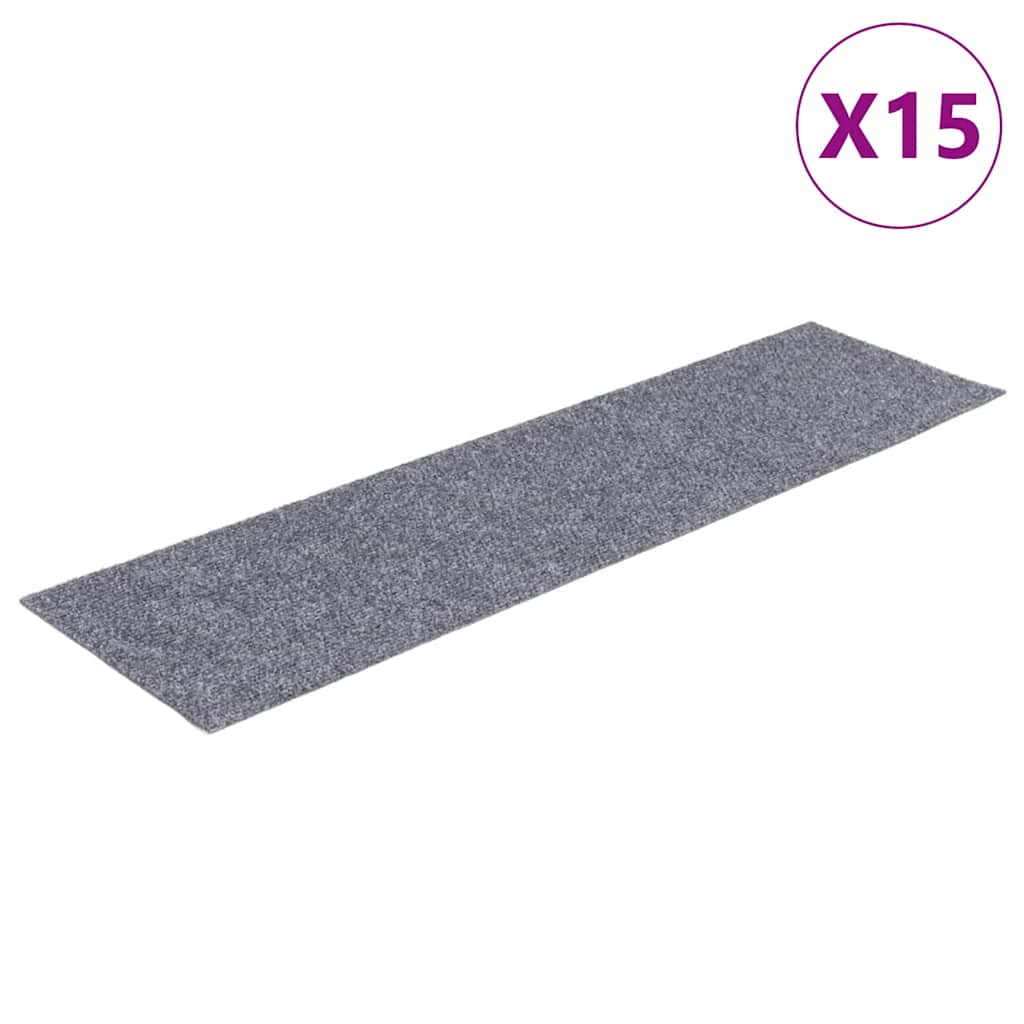 Trappematter selvklebende 15 stk 76x20 cm lysegrå rektangulære