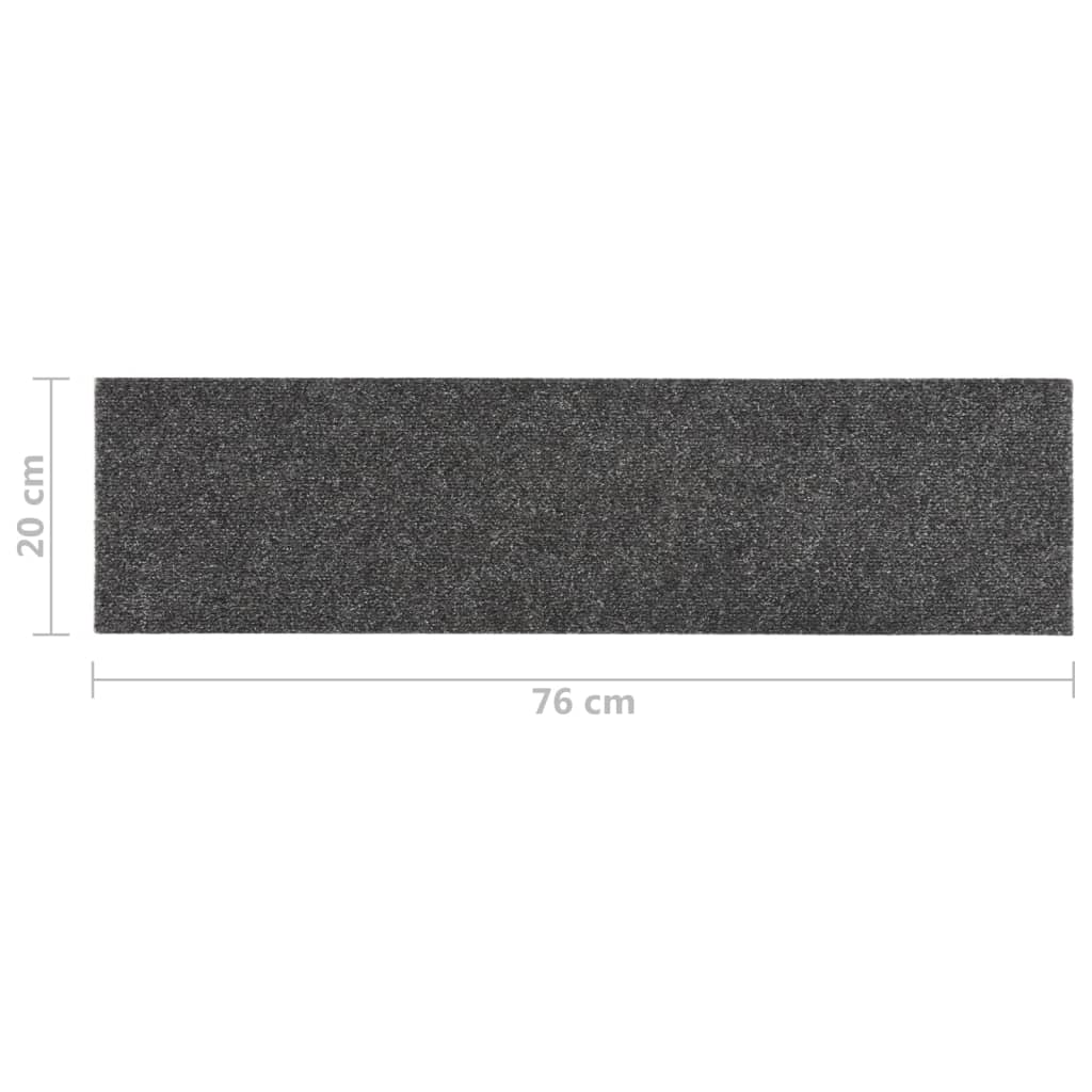 Trappematter selvklebende 15 stk 76x20 cm antrasitt rektangulære