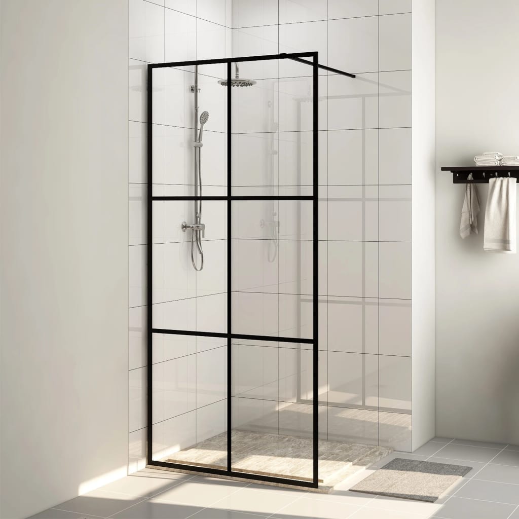 Dusjvegg med klart ESG-glass 80x195 cm svart