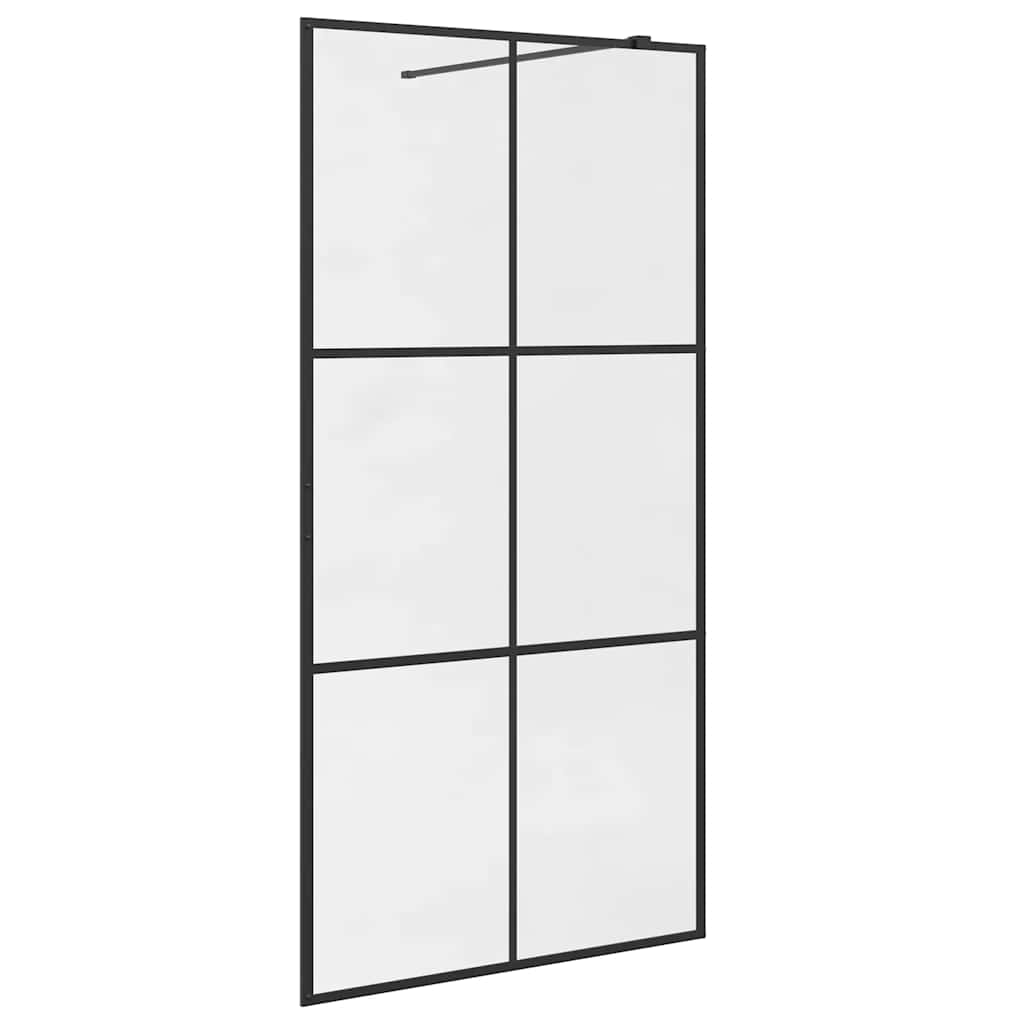 Dusjvegg med klart ESG-glass 100x195 cm svart