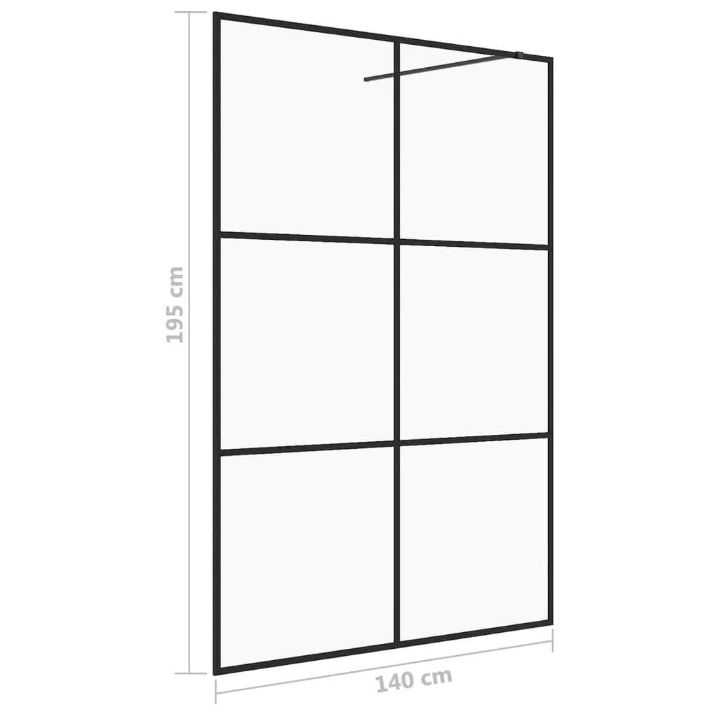 Dusjvegg med klart ESG-glass 140x195 cm svart