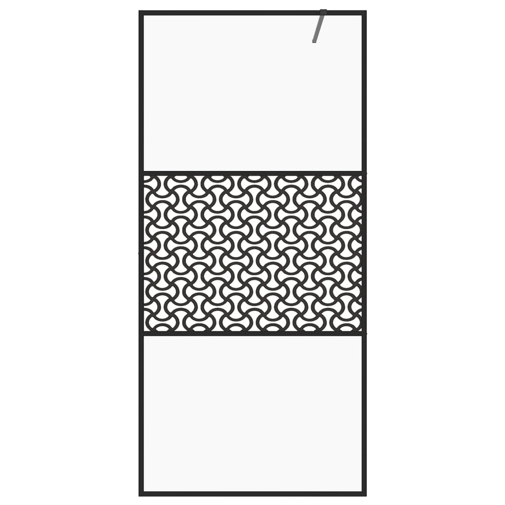 Dusjvegg med klart ESG-glass 80x195 cm svart