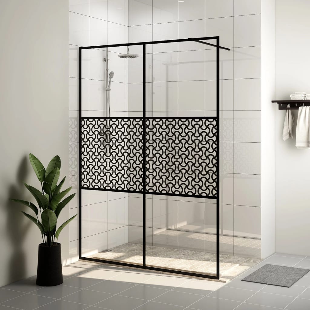 Dusjvegg med klart ESG-glass 140x195 cm svart