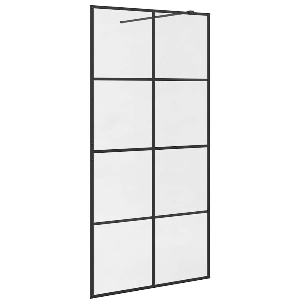 Dusjvegg med klart ESG-glass 100x195 cm svart
