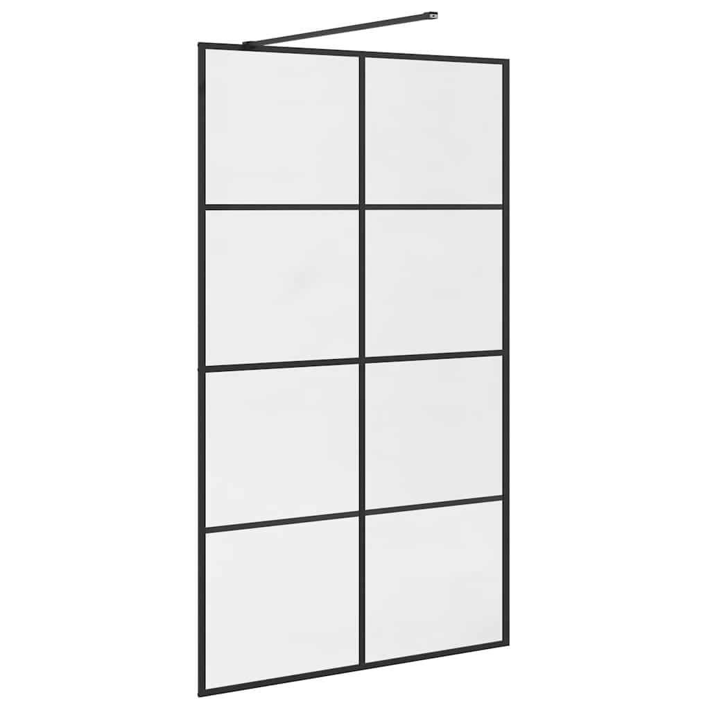 Dusjvegg med klart ESG-glass 115x195 cm svart
