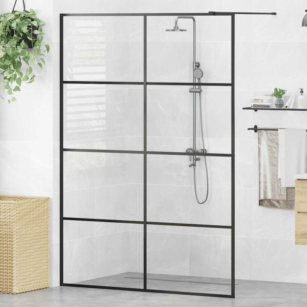 Dusjvegg med klart ESG-glass 140x195 cm svart