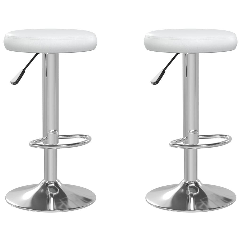 Barstoler 2 stk hvit kunstig skinn