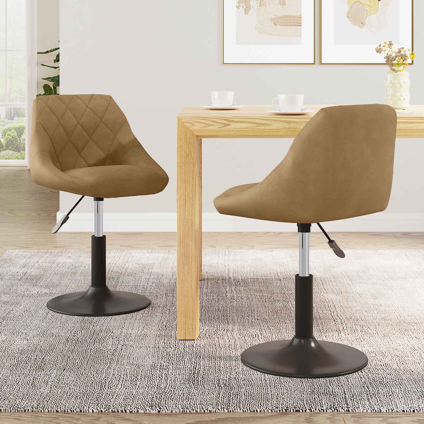 Swivel Spisestoler 2 stk. Kunstlær Brun 46 x 44 x 77.5 cm