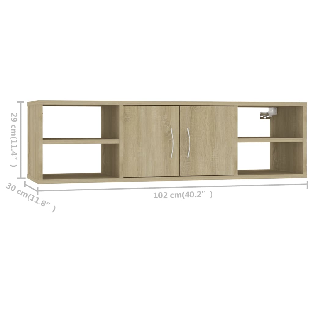 Vegghylle sonoma eik 102x30x29 cm sponplate