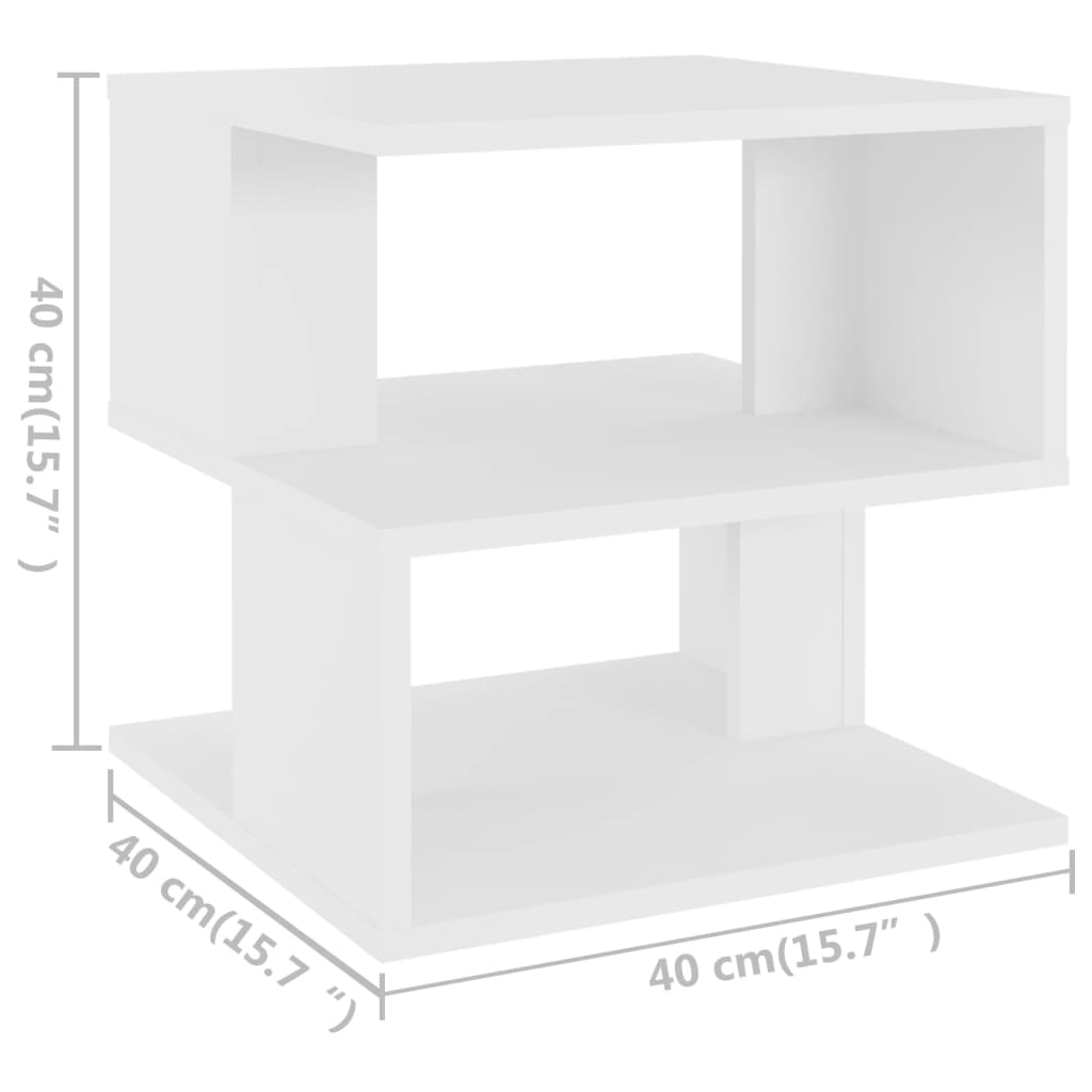 Sidebord hvit 40x40x40 cm konstruert tre