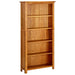 Bokhylle 5 etasjer 70x22x140 cm heltre eik