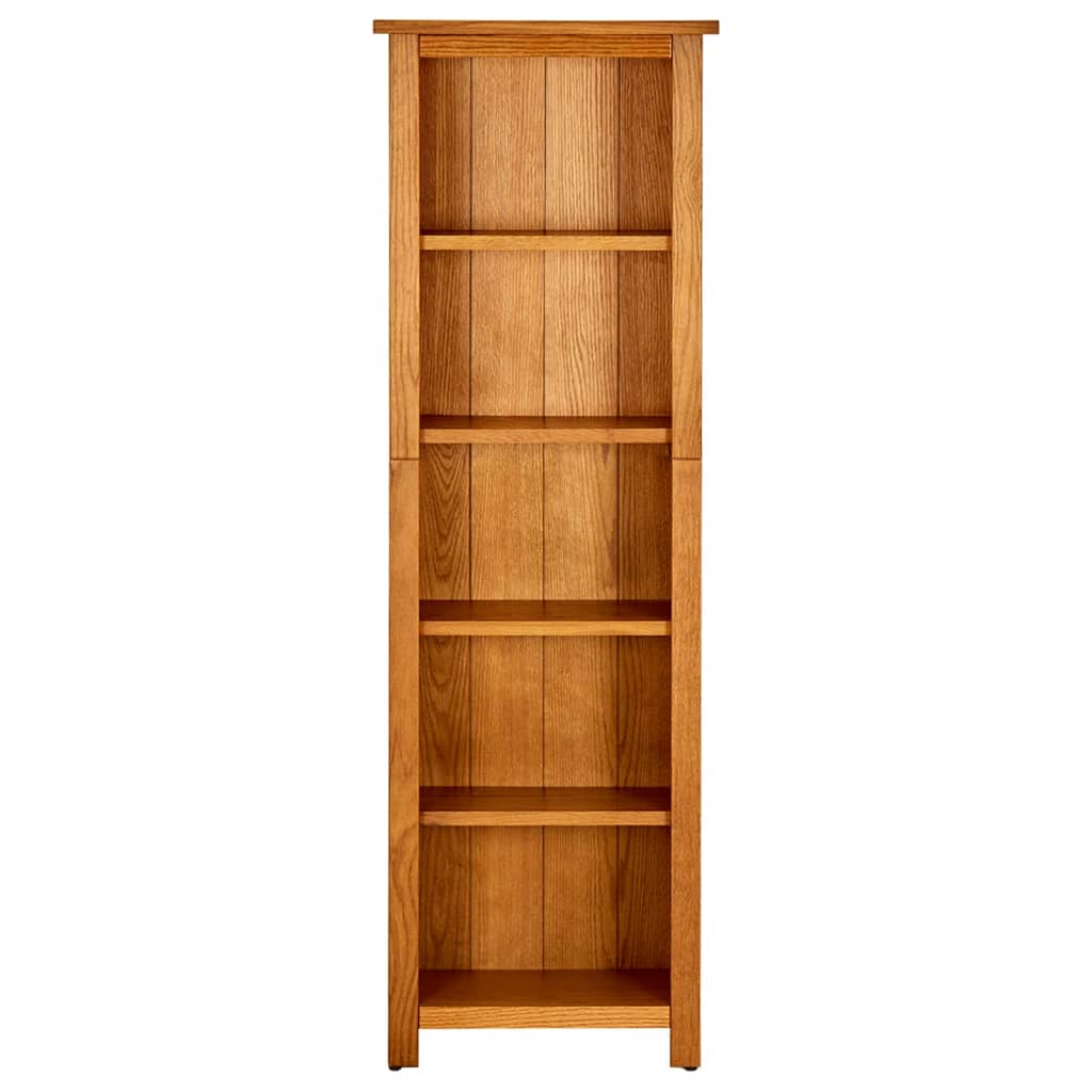 Bokhylle 5 etasjer 45x22x140 cm heltre eik
