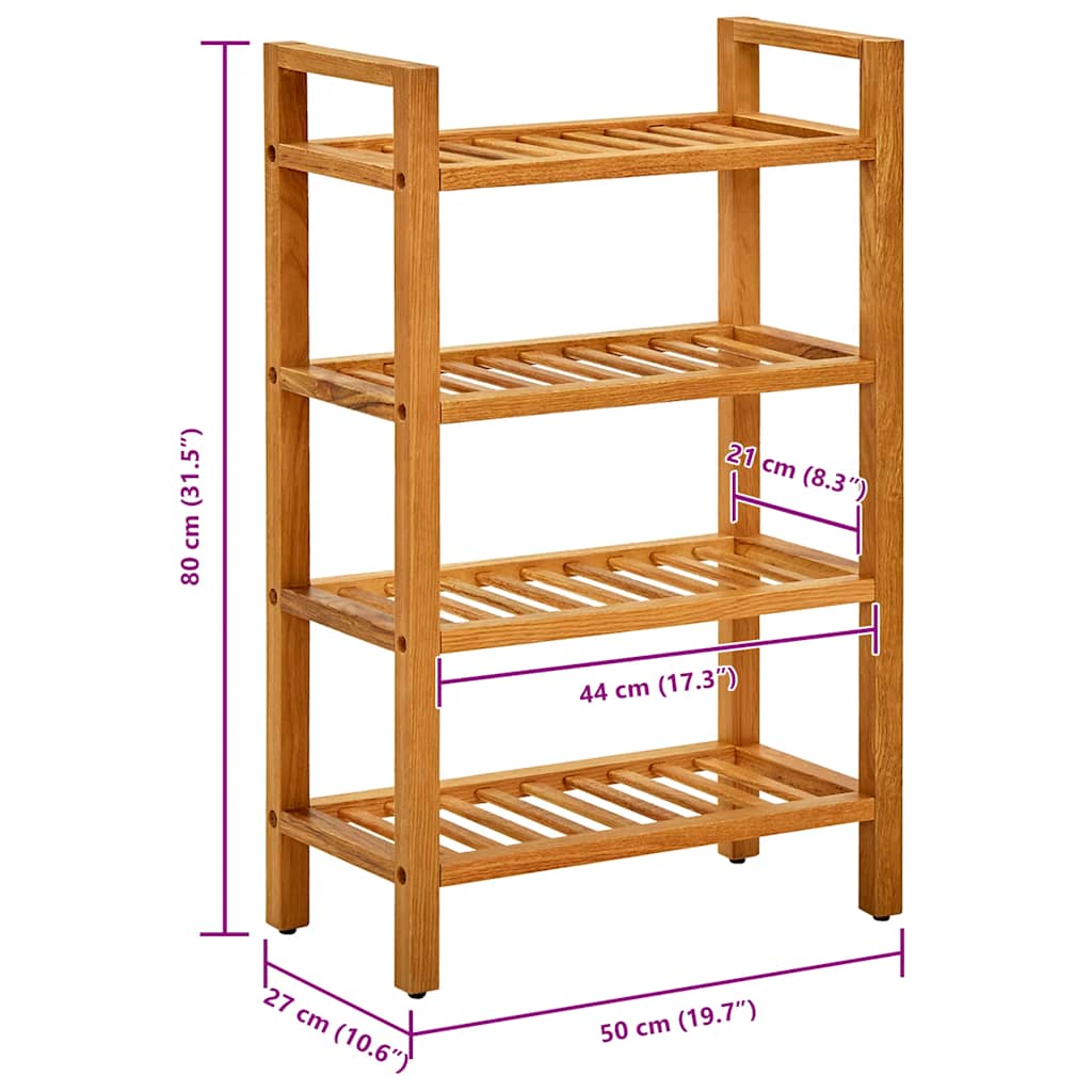Skostativ med 4 hyller 50x27x80 cm heltre eik