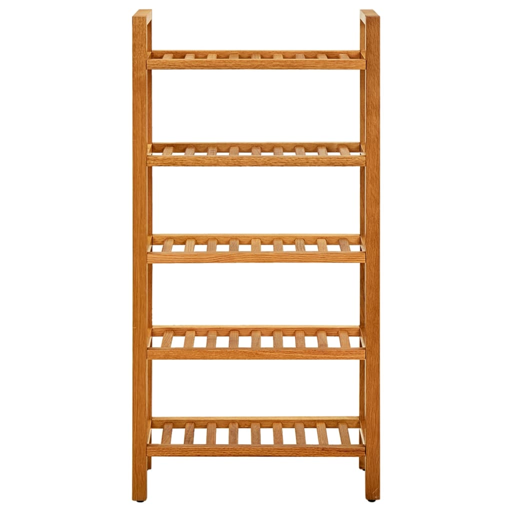 Skostativ med 5 hyller 50x27x100 cm heltre eik