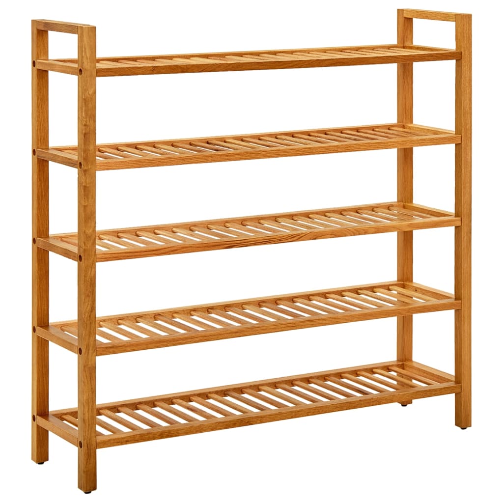 Skostativ med 5 hyller 100x27x100 cm heltre eik