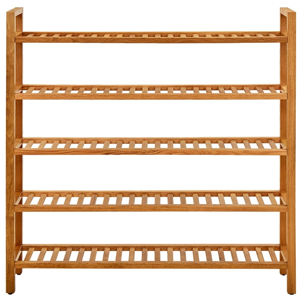 Skostativ med 5 hyller 100x27x100 cm heltre eik