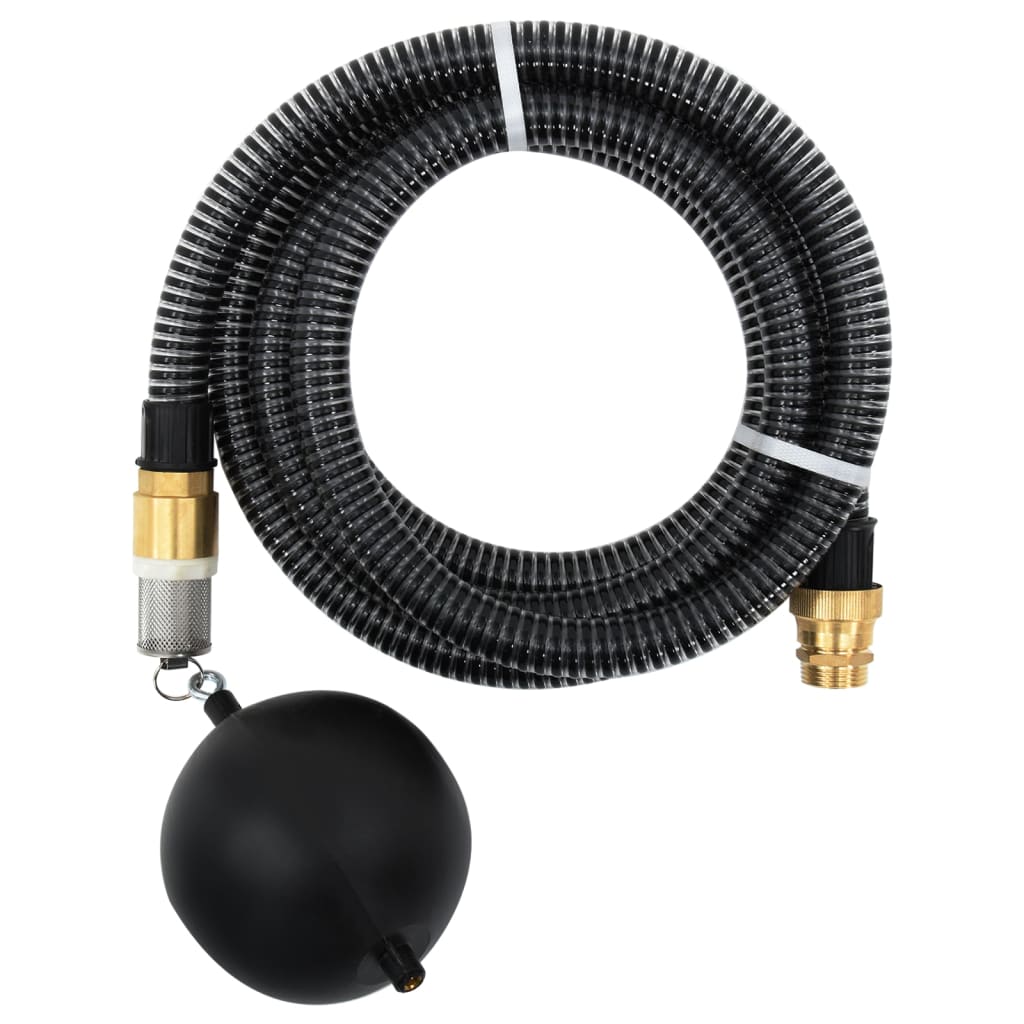 Sugeslange med messingkoblinger svart 1,1" 10 m PVC