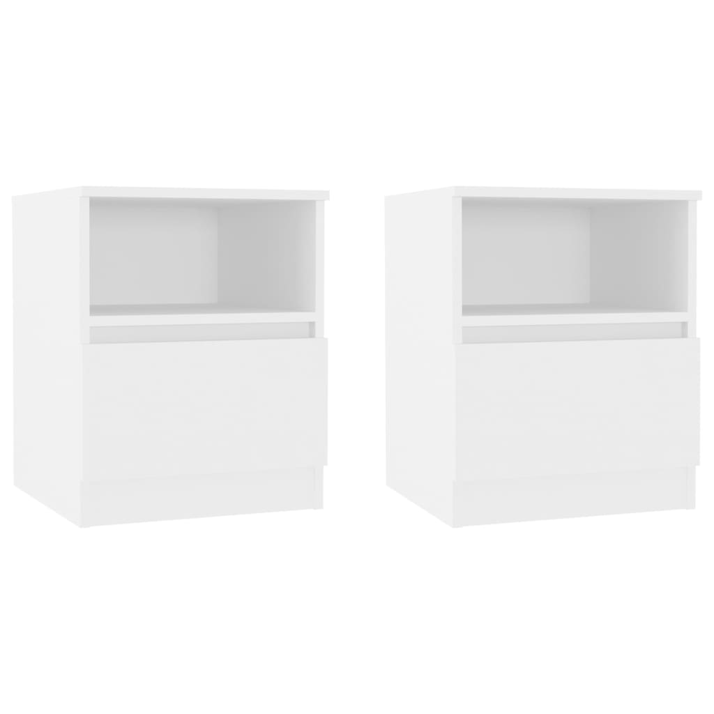 Nattbord 2 stk hvit 40x40x50 cm konstruert tre