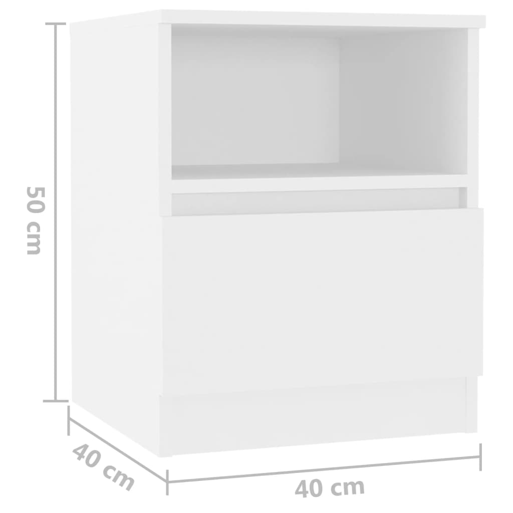 Nattbord 2 stk hvit 40x40x50 cm konstruert tre