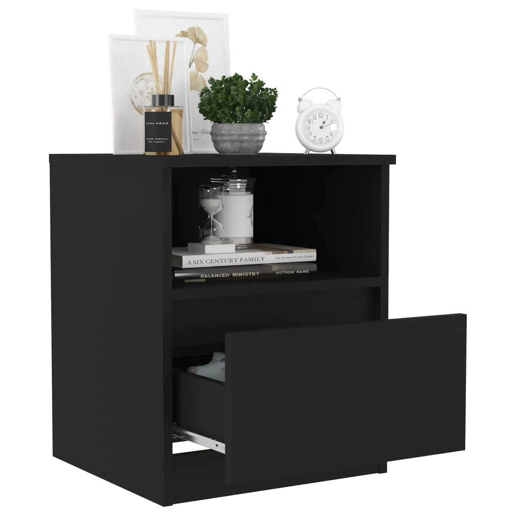 Nattbord 2 stk svart 40x40x50 cm konstruert tre