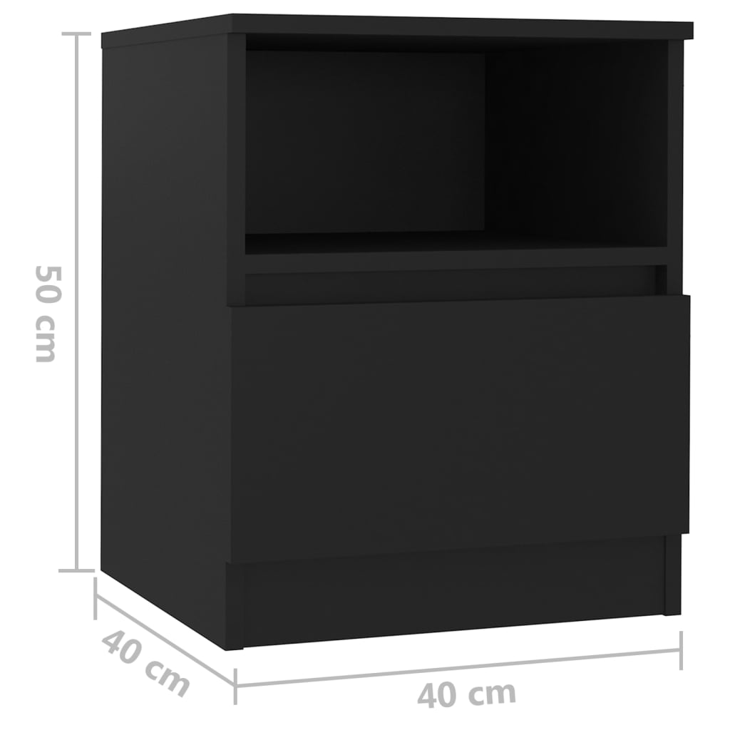 Nattbord 2 stk svart 40x40x50 cm konstruert tre