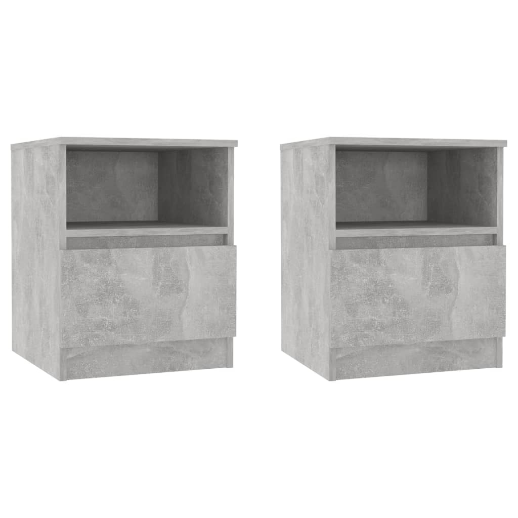 Nattbord 2 stk betonggrå 40x40x50 cm konstruert tre