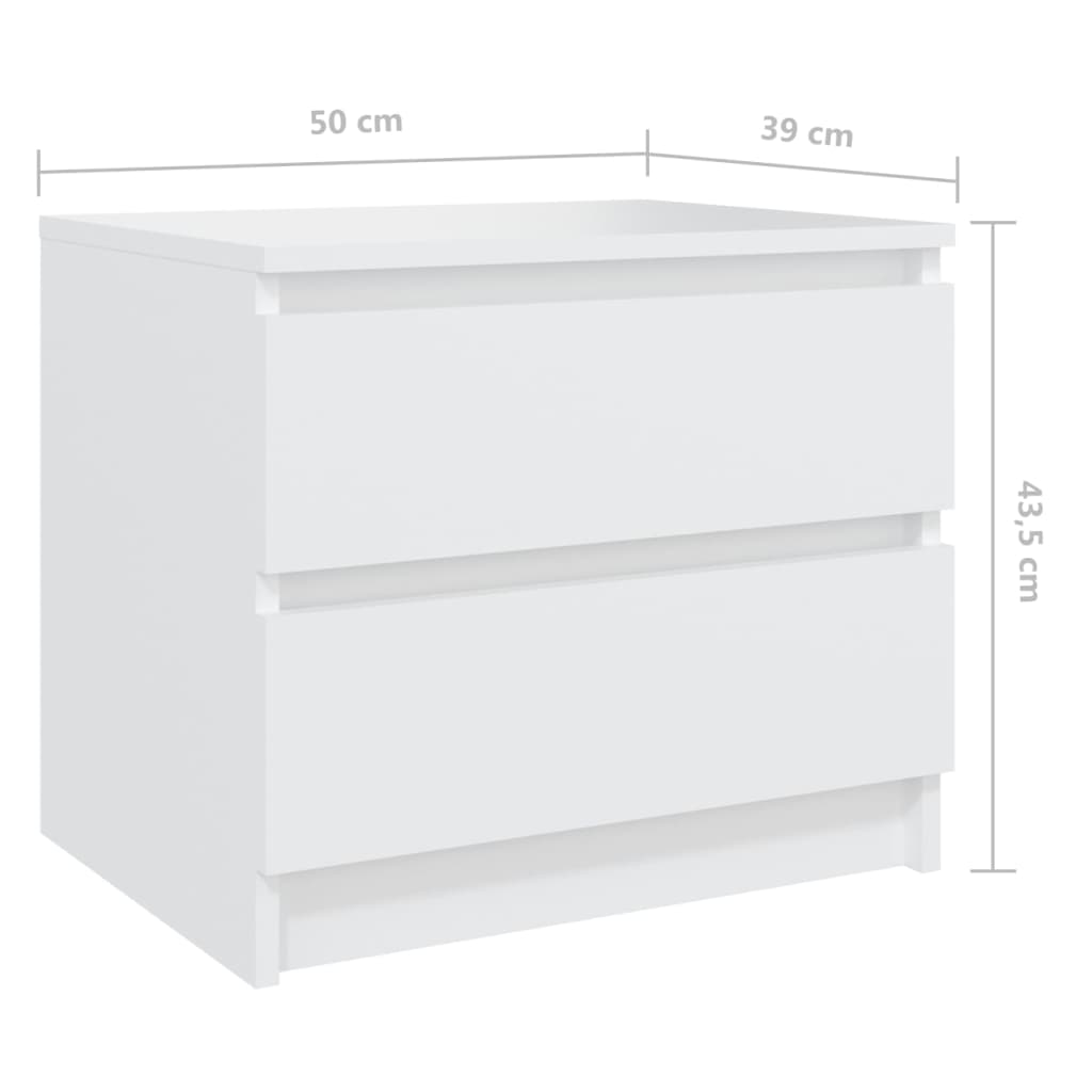 Nattbord 2 stk hvit 50x39x43,5 cm konstruert tre