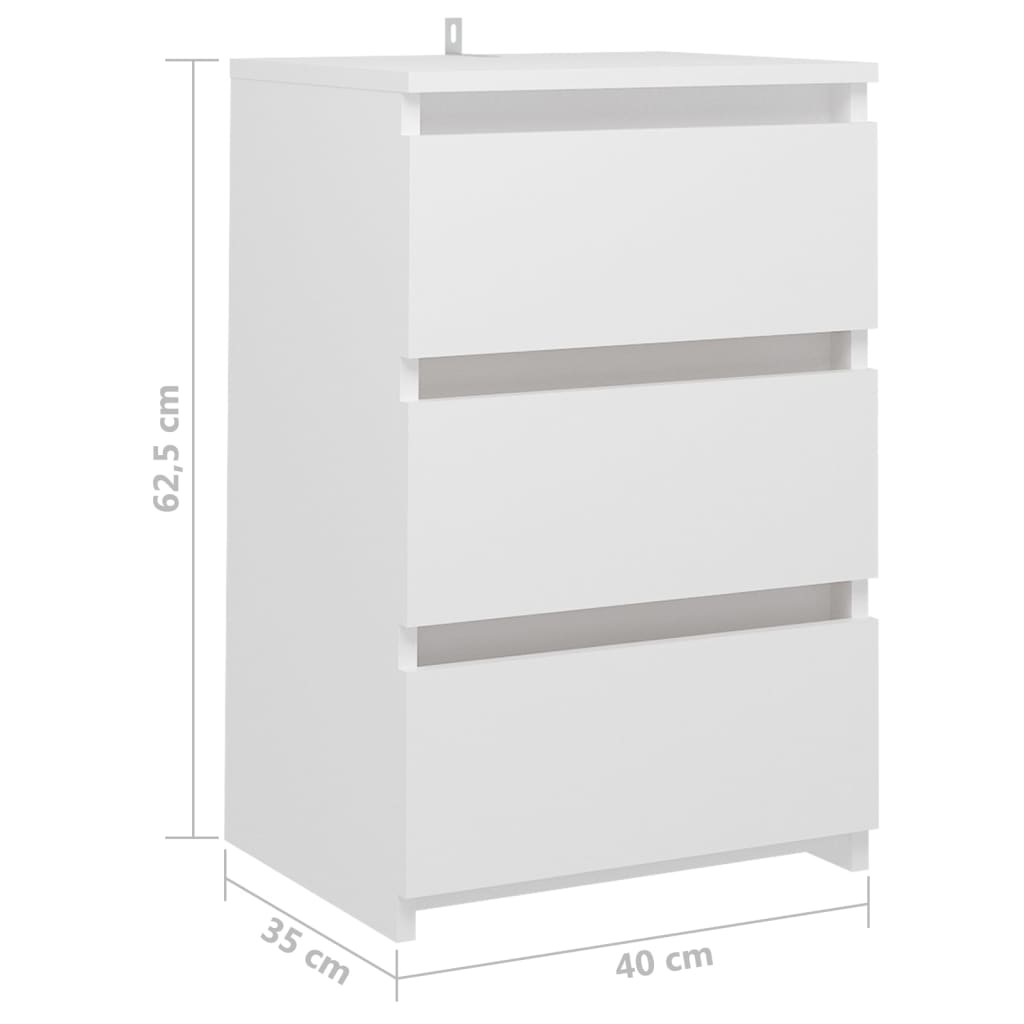 Nattbord hvit 40x35x62,5 cm konstruert tre