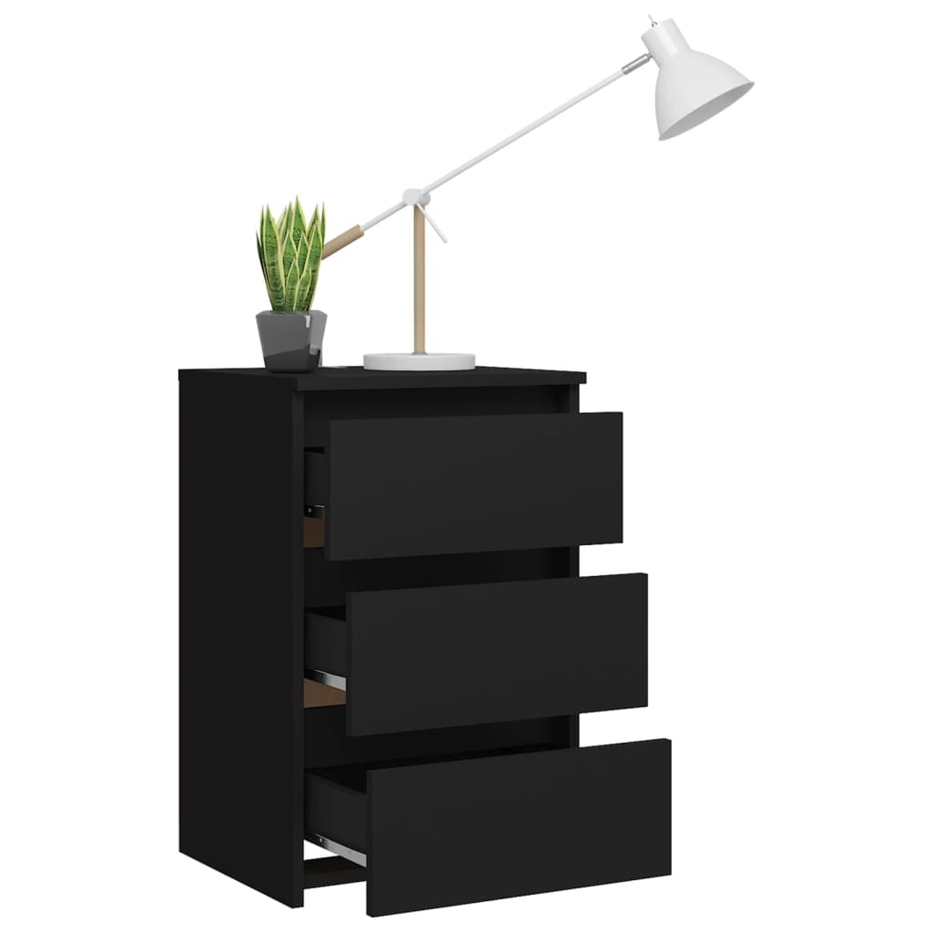Nattbord svart 40x35x62,5 cm konstruert tre