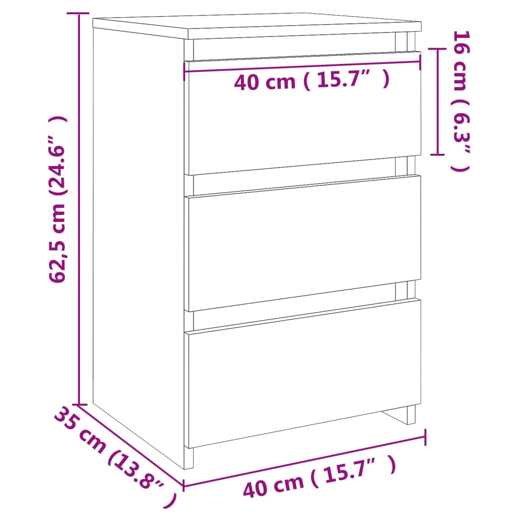 Nattbord sonoma eik 40x35x62,5 cm konstruert tre